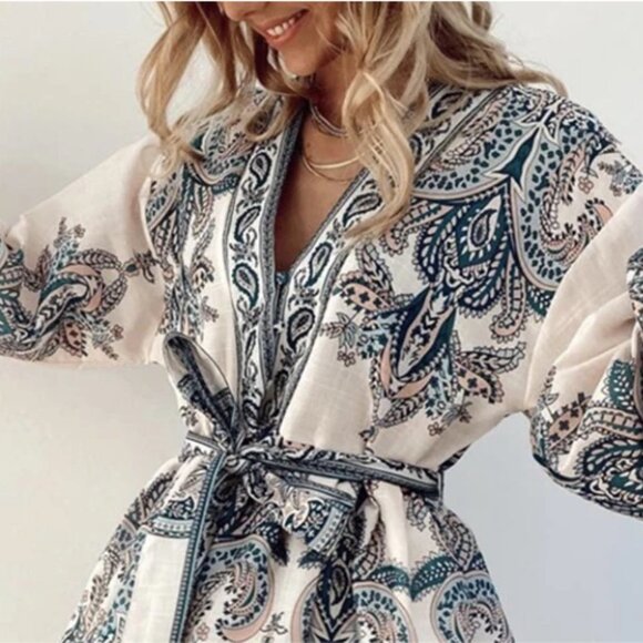 Dress Spring New Print Lantern Sleeve Ladies Dress, Size L - Picture 3 of 6